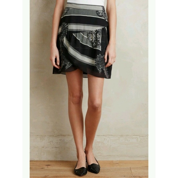 Anna Sui Dresses & Skirts - New Anna Sui Silk Polka Dot Skirt Black Size 4